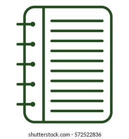 Ilustración vectorial del icono del libro de notas de espiral verde
