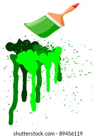 Vector illustration of green spots  with a brush of green paint