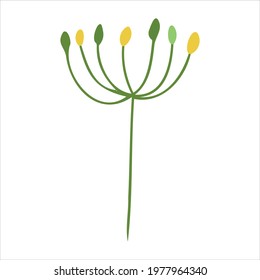Vector illustration with a green sprig. Vector of plants in the doodle style for banners and postcards.