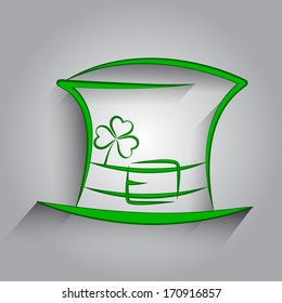 vector illustration of green St. Patrick's Day hat with clover