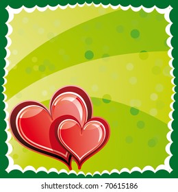 Vector illustration of green stamp with heart