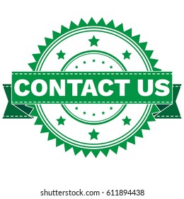 Vector Illustration  of GREEN STAMP SIGN CONTACT US. Stamp. Sign. Sticker. EPS8 .