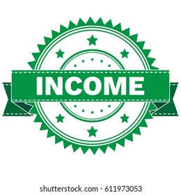 Vector Illustration  of GREEN STAMP SIGN INCOME. Stamp. Sign. Sticker. EPS8 .