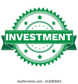 Vector Illustration of GREEN STAMP SIGN INVESTMENT. Sticker.