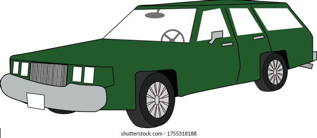 Vector Illustration of a Green Statonwagon