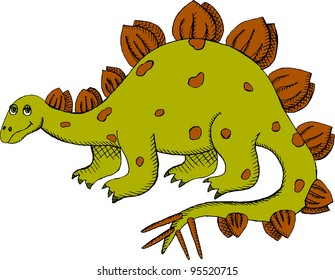 Vector illustration of green Stegosaurus