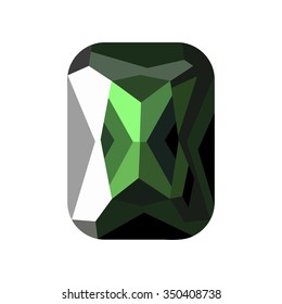 Vector illustration of green stone, emerald isolated over white background. 