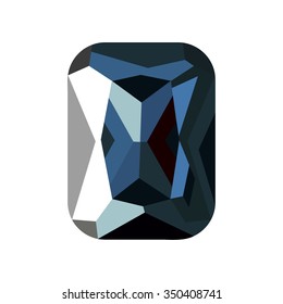 Vector illustration of green stone, sapphire isolated over white background. 