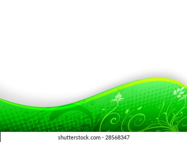 Vector illustration of green style floral abstract background