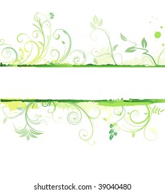Vector illustration of green styled Floral Decorative banner