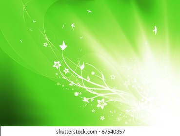 Vector illustration of green summer abstract nature background