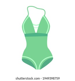 vector illustration of a green summer beach swimsuit isolated on a white background