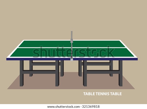 Vector illustration of\
green table tennis table in side view isolated on plain pale brown\
background. 