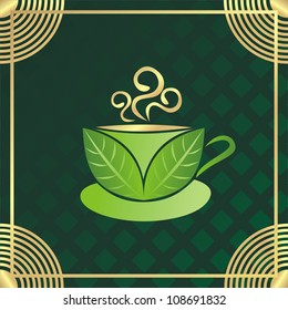Vector illustration of green tea cup