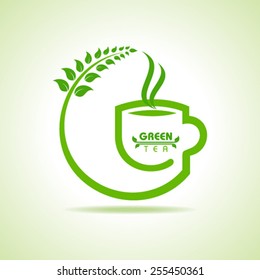Vector illustration of green tea cup icon