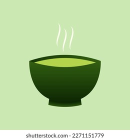 Vector illustration with green tea. Mug with matcha latte. Matcha cup vector. Green tea vector.
