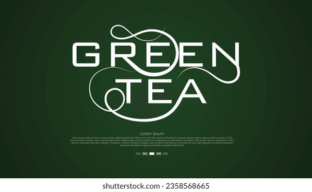 vector illustration green tea word lettering text banner design.