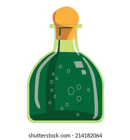 Vector illustration of green tequila bottle isolated on white