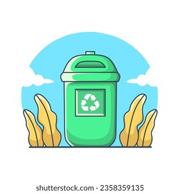 Vektorgrafik einer grünen Mülltonne. Design-Konzept der Sauberkeit