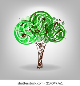 Vector illustration. Green Tree.