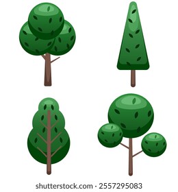 Vector illustration of a green tree with a brown trunk, featuring a clean and minimalist design. Perfect for nature, eco-friendly, and environmental-themed projects. Ideal for use in digital and print