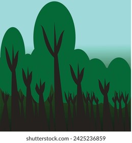 vector illustration, green tree forest.