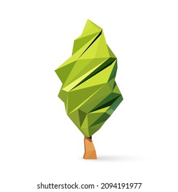 Vector illustration of a green tree, isolated object on a white background design element for landscape and nature, symbol of ecology and clean nature. Abstract 3d render.