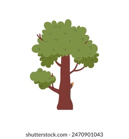 Vector illustration of a green tree with lush beautiful foliage. The icon is ideal for eco-themed graphics, natural decorations or park landscapes.