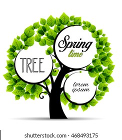 Vector illustration green tree place for text