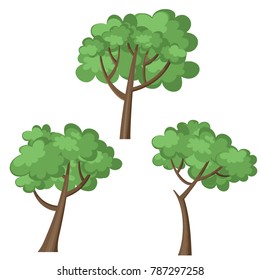 Vector illustration with green trees
