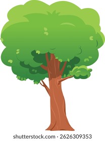 Ilustración vectorial de árboles verdes en estilo de dibujos animados para niños.
