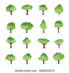 Vector illustration. Green trees for game interface or illustration.