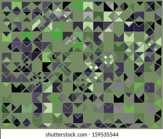 Vector illustration of green triangle tribal African background / texture. Abstract hand drawn.