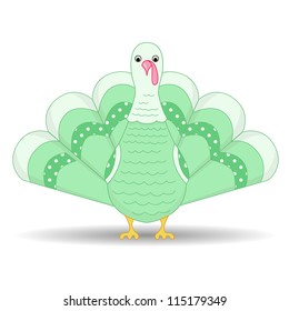 vector illustration of green turkey isolated on white background