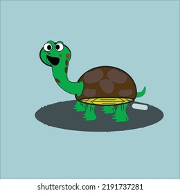vector illustration of a green turtle with a brown shell, can be used to draw a child using the company icon and can be used for other things