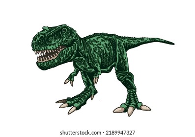 Vector illustration of green tyrannosaurus isolated on white background,vector color element