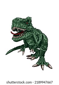 Vector illustration of green tyrannosaurus isolated on white background,vector color element