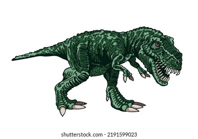 Vector illustration of green tyrannosaurus isolated on white background,vector color element