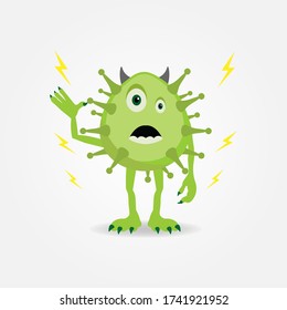 Vector illustration of Green Virus cartoon mascot character.