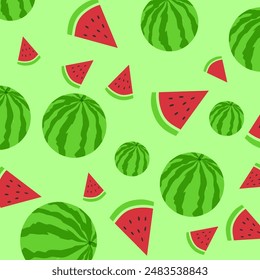 Ilustración vectorial de patrón de fruta de sandía verde, adecuado para el fondo