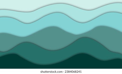 Vector illustration of a green wave pattern with a gradient from dark to light.