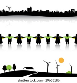 Vector illustration of the green way.