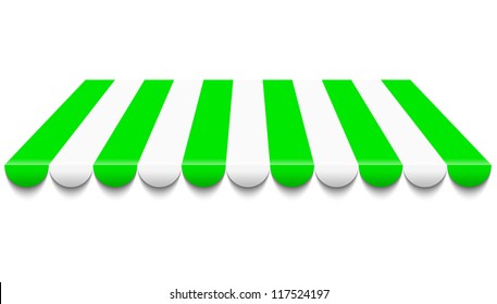 Vector illustration of green and white awning