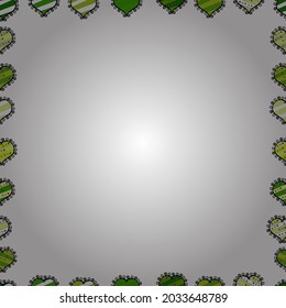 Vector illustration. Illustration in green, white and black colors. Seamless. Doodles elements hand drawn frames.