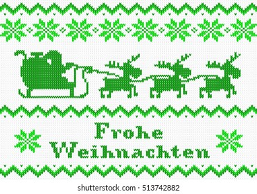 vector illustration of a green and white Christmas knit greeting card
Frohe Weihnachten (german) = Merry Christmas