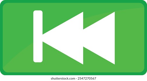 Botón de rebobinado de íconos verdes y blancos de Ilustración vectorial