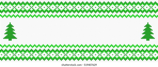 vector illustration of a green and white knitted background