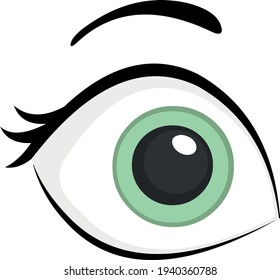 Vector illustration of a green woman eye emoticon