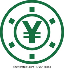 vector illustration of green yen chip