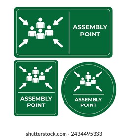 Vector illustration of a green-colored assembly point sign